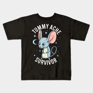 Tummy Ache Survivor Stomach Aches Abdominal Ache Funny Mouse Kids T-Shirt